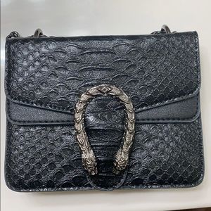 Black vegan leather crossbody